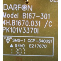 FUENTE PARA TV PANASONIC / NUMERO DE PARTE PK101V3370I  4H.B1670.031 / B167-301 / B167-301 D09 REV.C / 2X 0015 54609 04383 / PANEL V390HK1-LE6 / MODELO TC-L39EM60